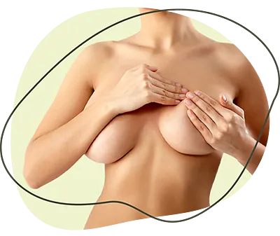 Frau hält und tastet ihre Brüste